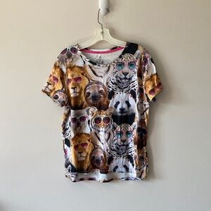 Secret Treasures White Tee with Pink Trim